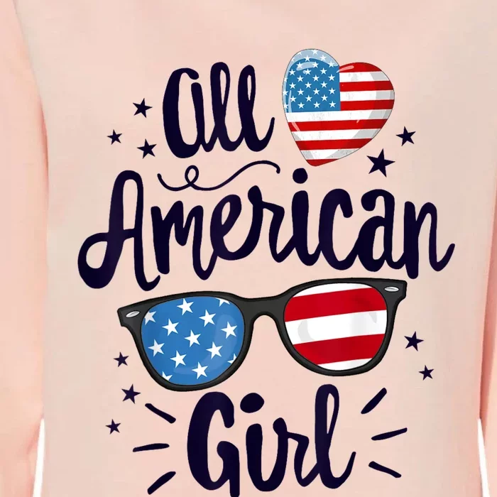 All American Girl Women American Flag 4th Of July Patriotic Womens California Wash Sweatshirt