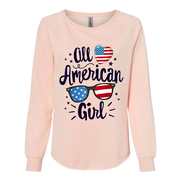 All American Girl Women American Flag 4th Of July Patriotic Womens California Wash Sweatshirt