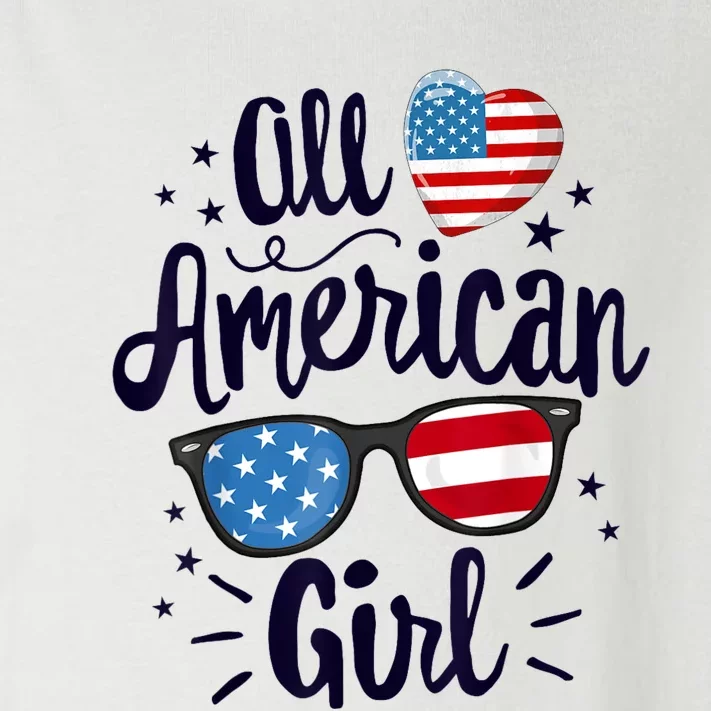 All American Girl Women American Flag 4th Of July Patriotic Toddler Long Sleeve Shirt