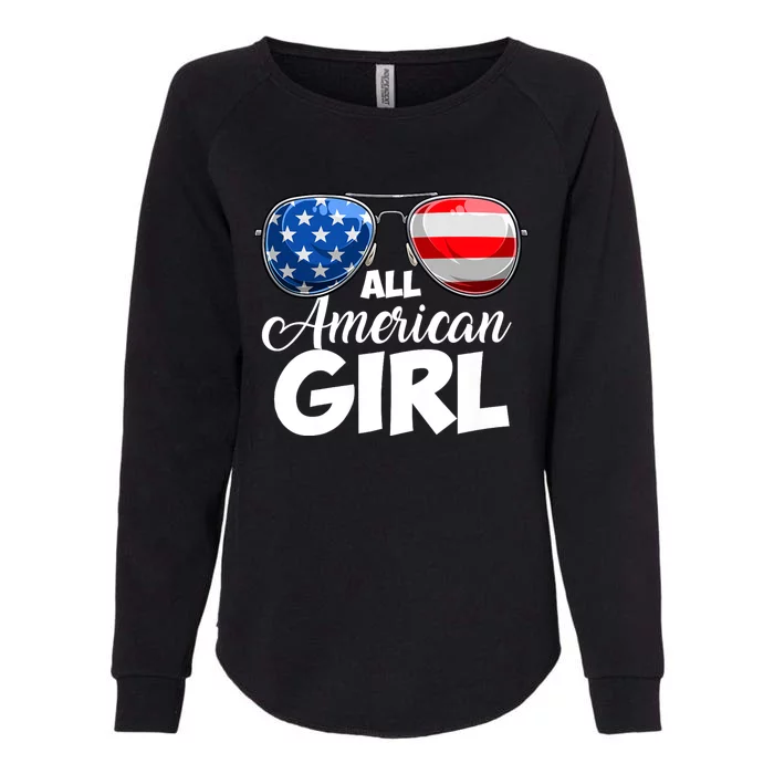 All American Girl Women American Flag 4th Of July Patriotic Womens California Wash Sweatshirt