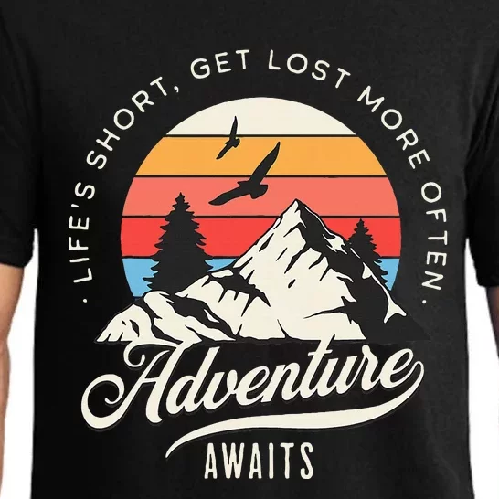 Adventure Awaits Get Lost Mountain Camping Outdoors Pajama Set