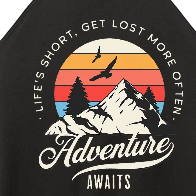 Adventure Awaits Get Lost Mountain Camping Outdoors Women’s Perfect Tri Rocker Tank