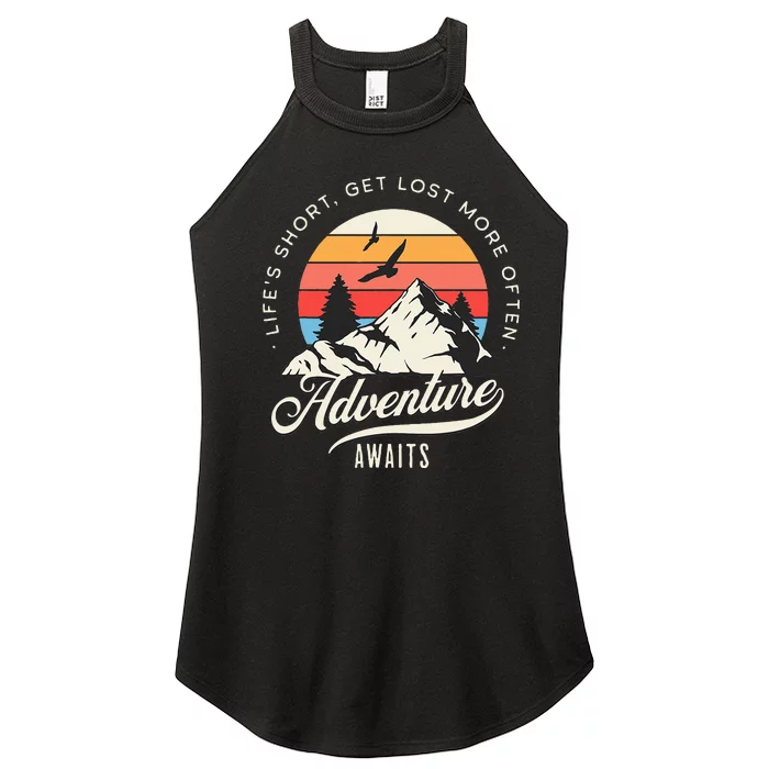 Adventure Awaits Get Lost Mountain Camping Outdoors Women’s Perfect Tri Rocker Tank