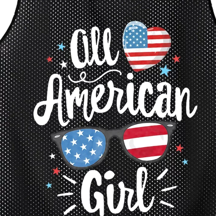 All American Girl Women American Flag 4th Of July Patriotic Mesh Reversible Basketball Jersey Tank