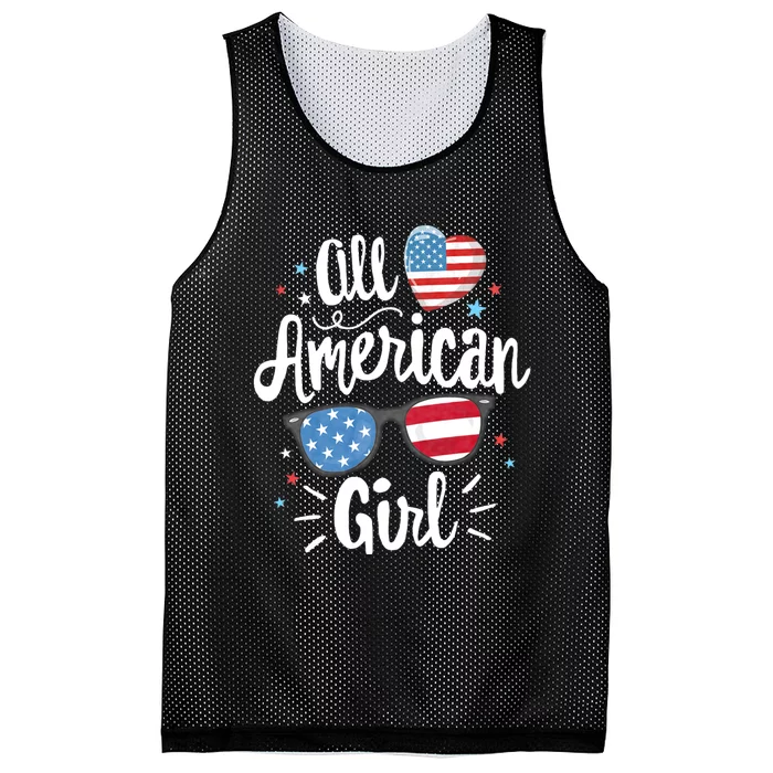 All American Girl Women American Flag 4th Of July Patriotic Mesh Reversible Basketball Jersey Tank