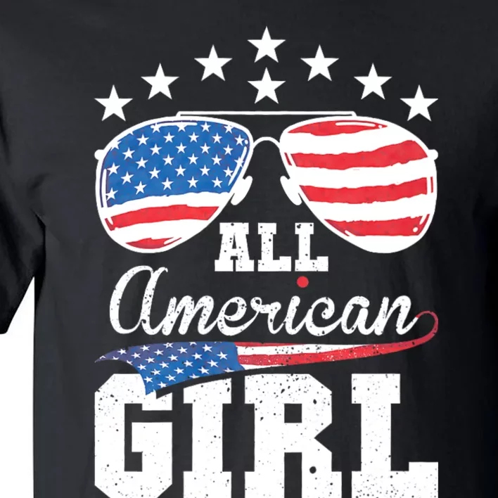 All American Girl Women American Flag 4th Of July Patriotic Tall T-Shirt