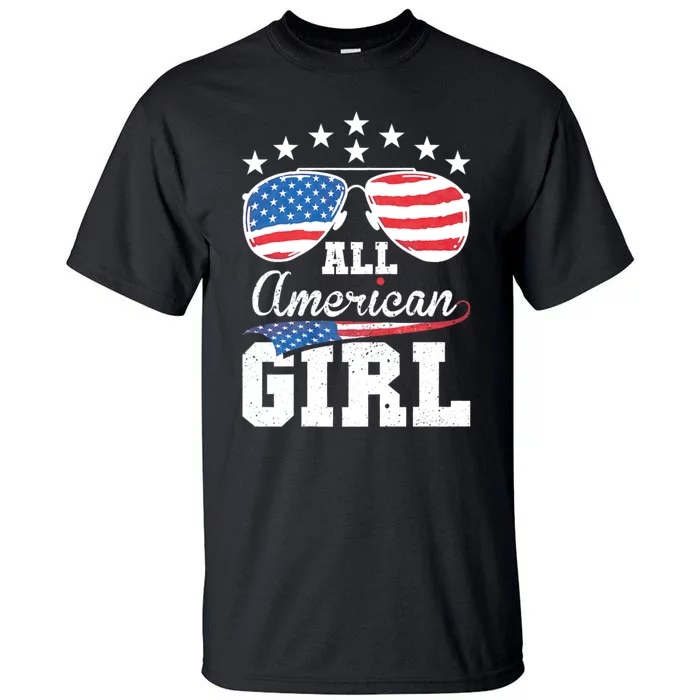 All American Girl Women American Flag 4th Of July Patriotic Tall T-Shirt