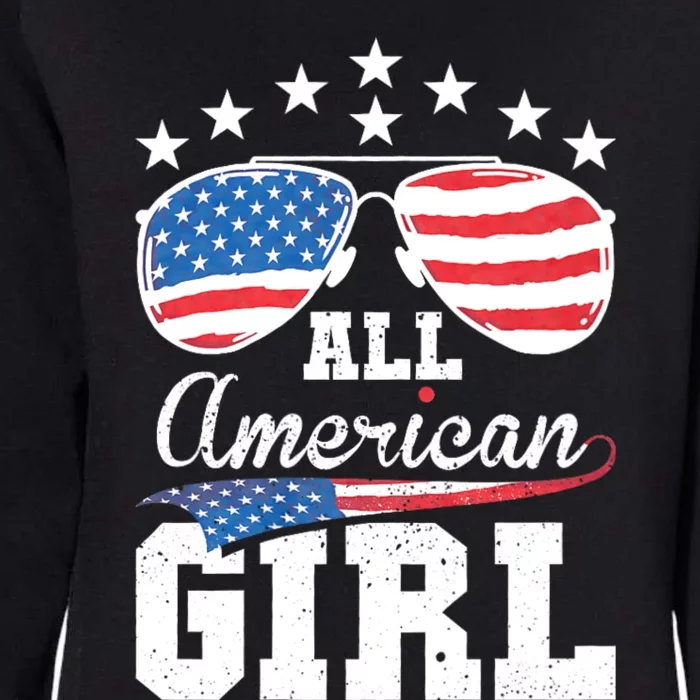 All American Girl Women American Flag 4th Of July Patriotic Womens California Wash Sweatshirt