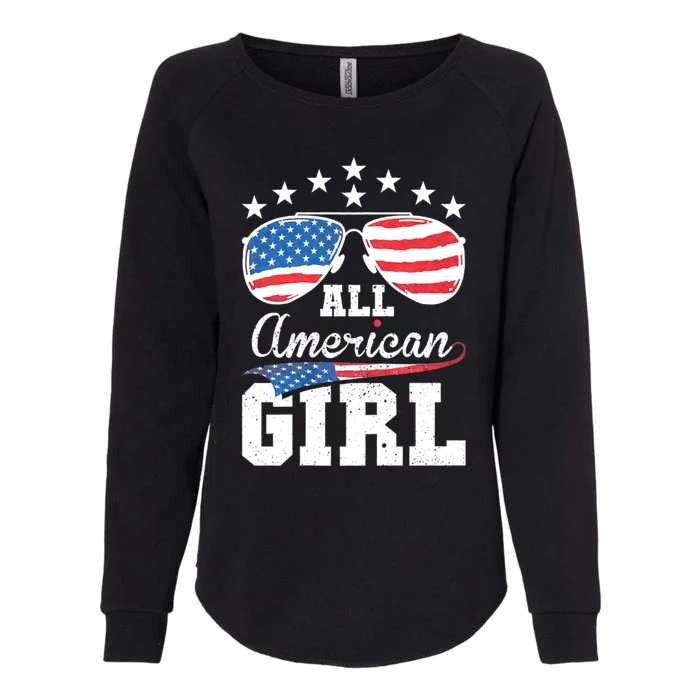 All American Girl Women American Flag 4th Of July Patriotic Womens California Wash Sweatshirt