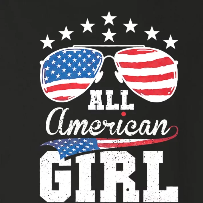 All American Girl Women American Flag 4th Of July Patriotic Toddler Long Sleeve Shirt