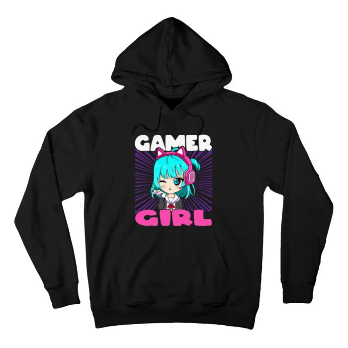 Anime and Gaming chibi graphic Video Games Gamer Tall Hoodie