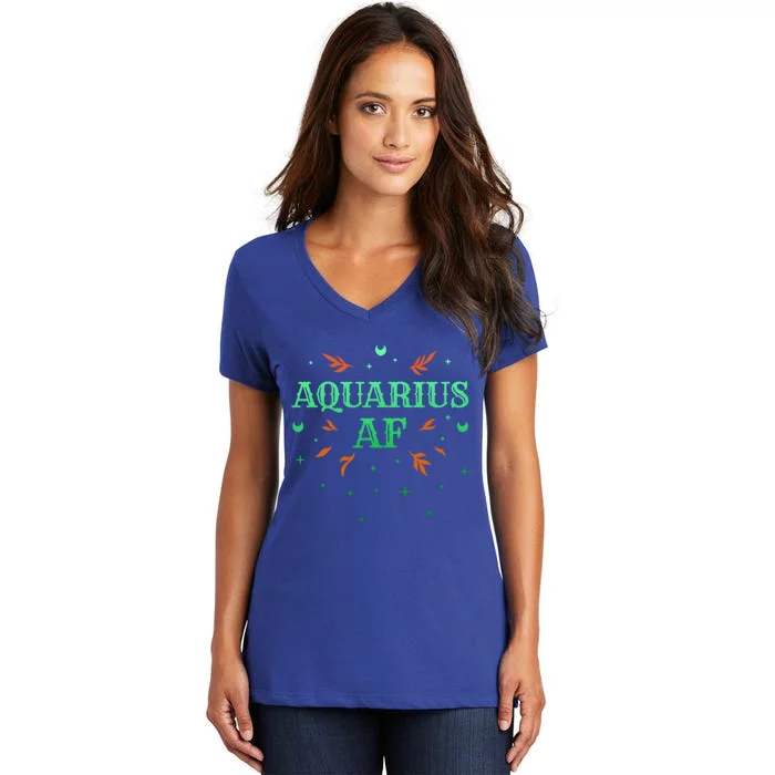 Aquarius Af / Green Aquarius Astrology Sign Horoscope Design Gift Women's V-Neck T-Shirt