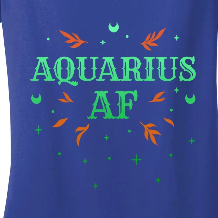 Aquarius Af / Green Aquarius Astrology Sign Horoscope Design Gift Women's V-Neck T-Shirt