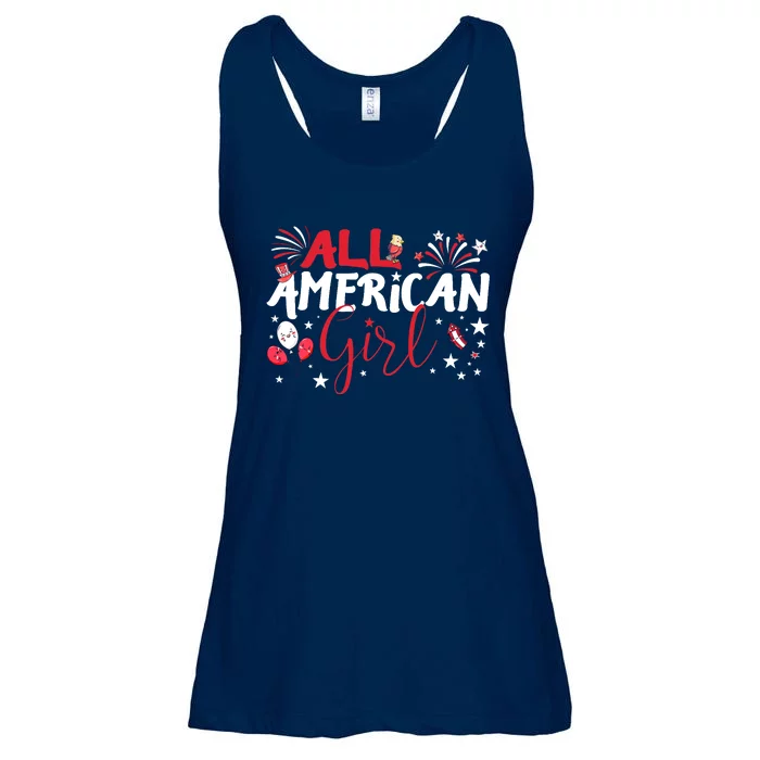 All American Girl for Independence Day | Girl patriotic Ladies Essential Flowy Tank