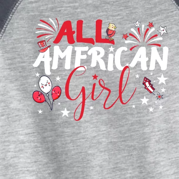 All American Girl for Independence Day | Girl patriotic Toddler Fine Jersey T-Shirt