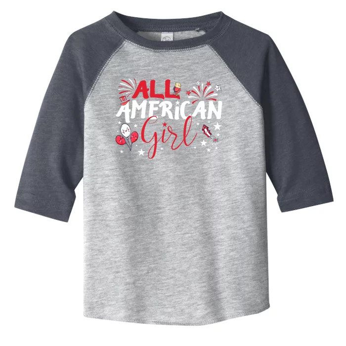 All American Girl for Independence Day | Girl patriotic Toddler Fine Jersey T-Shirt