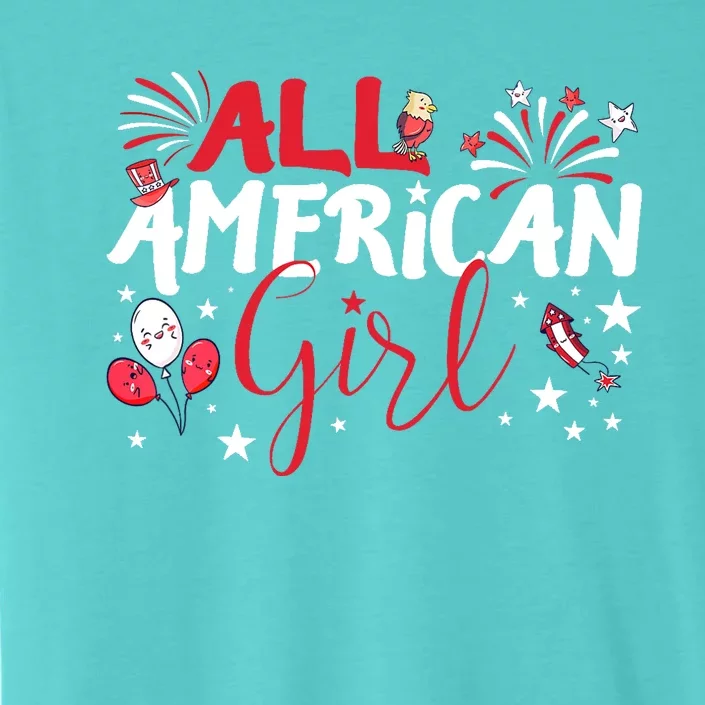 All American Girl for Independence Day | Girl patriotic ChromaSoft Performance T-Shirt