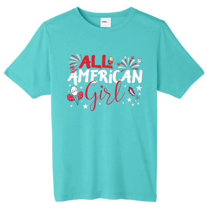 All American Girl for Independence Day | Girl patriotic ChromaSoft Performance T-Shirt