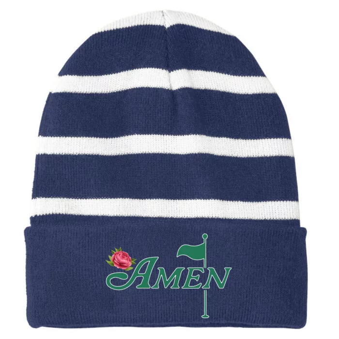 Amen Azalea Golf Masters Striped Beanie with Solid Band