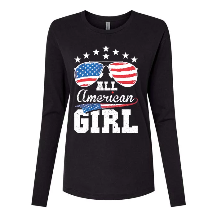 All American Girl 4th Of July Matching Family Womens Cotton Relaxed Long Sleeve T-Shirt