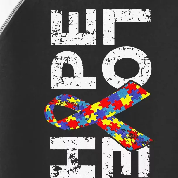 Autism Awareness Hope Love Puzzle Piece Ribbon Toddler Fine Jersey T-Shirt