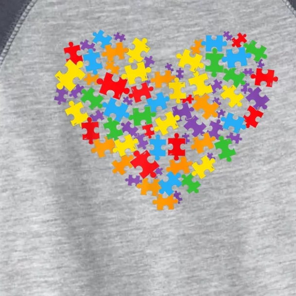 Autism Awareness Heart Valentine Day Puzzle Piece For Girl Toddler Fine Jersey T-Shirt