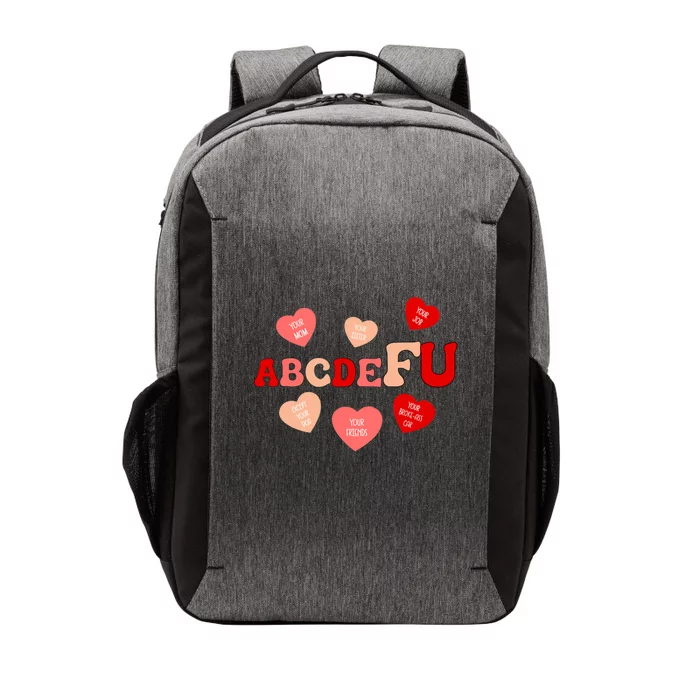 Alphabet Abcdefu Heart Love You Funny Valentines Day Funny Gift Meaningful Gift Vector Backpack