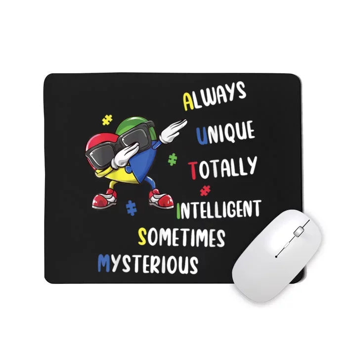 Autism Awareness Heart Dabbing Autism Always Unique Autism Awareness Acceptance Mousepad