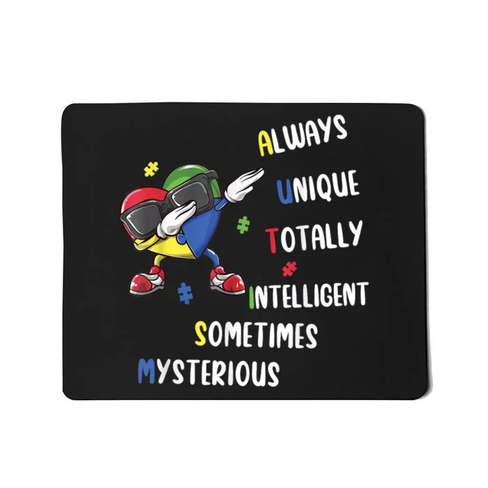 Autism Awareness Heart Dabbing Autism Always Unique Autism Awareness Acceptance Mousepad