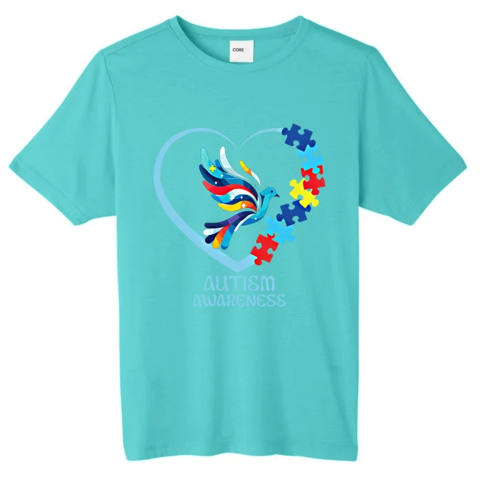 Autism Awareness: Heart Colorful Bird Puzzle Pieces Great Gift ChromaSoft Performance T-Shirt