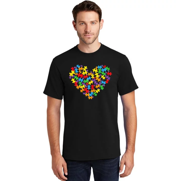 Autism Awareness Heart Valentine Day Tall T-Shirt