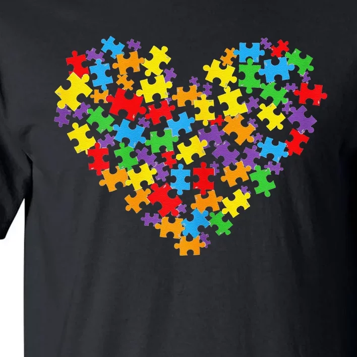 Autism Awareness Heart Valentine Day Tall T-Shirt