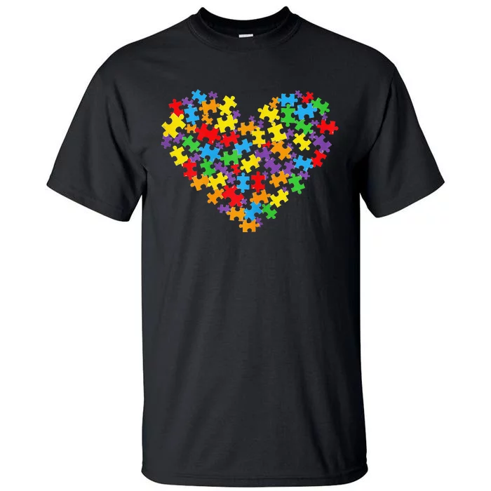 Autism Awareness Heart Valentine Day Tall T-Shirt