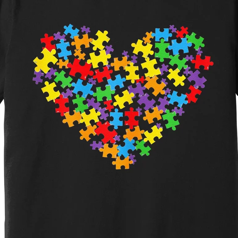 Autism Awareness Heart Valentine Day Premium T-Shirt