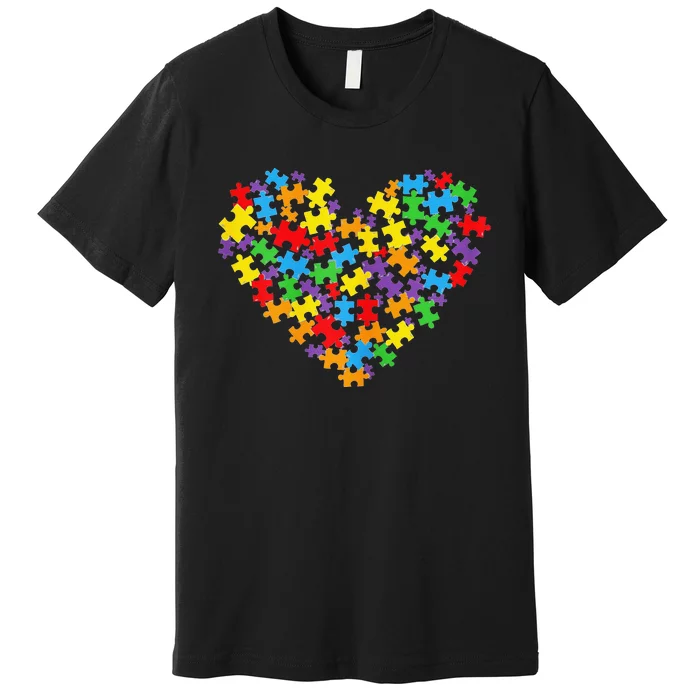 Autism Awareness Heart Valentine Day Premium T-Shirt