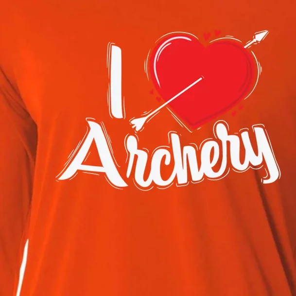 Arrow And Heart Archery I Love Gift Cooling Performance Long Sleeve Crew