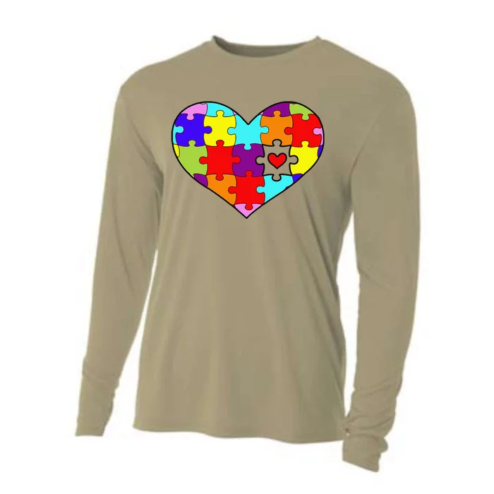 Autism Awareness Heart Puzzles Cute Cooling Performance Long Sleeve Crew