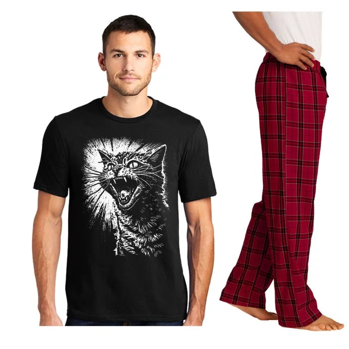 Angry Aggressive Hissing Cat Ready To Attack Pajama Set