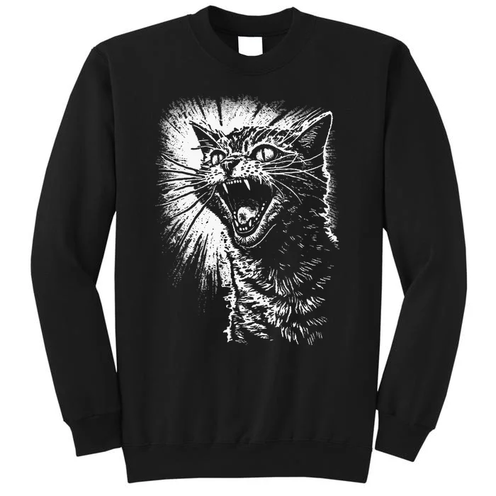 Angry Aggressive Hissing Cat Ready To Attack Tall Sweatshirt