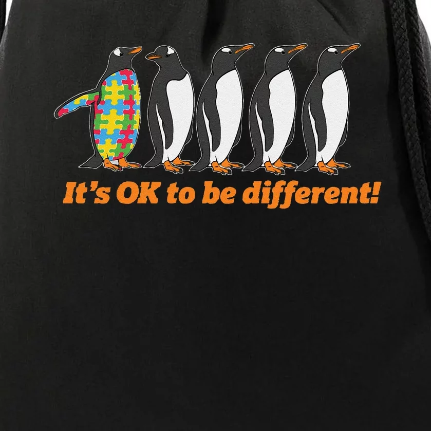 Autism Awareness Hoodie It's OK To Be Different Penguin Drawstring Bag