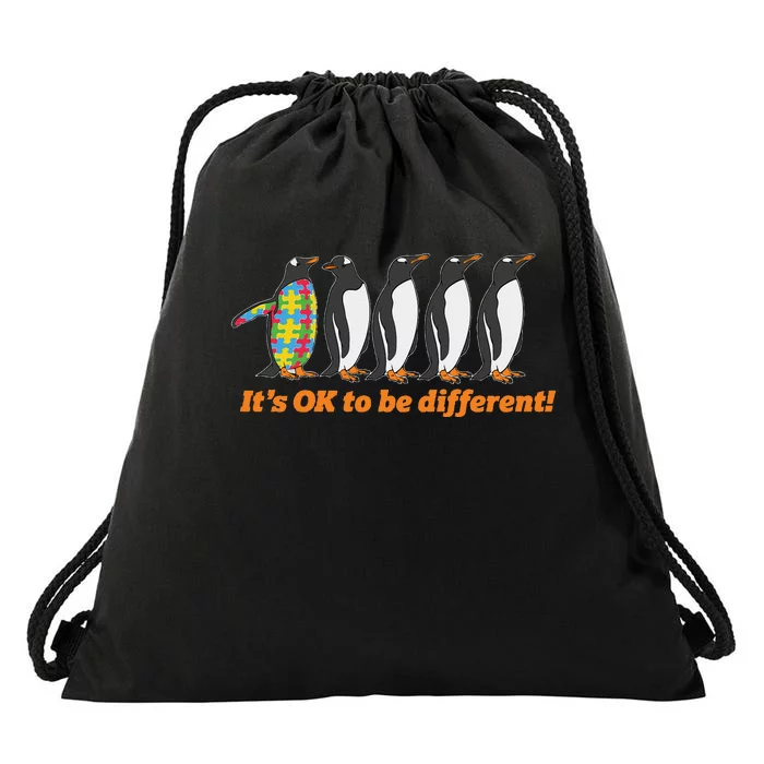 Autism Awareness Hoodie It's OK To Be Different Penguin Drawstring Bag