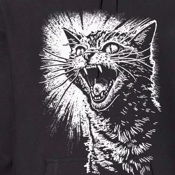 Angry Aggressive Hissing Cat Ready To Attack Premium Hoodie