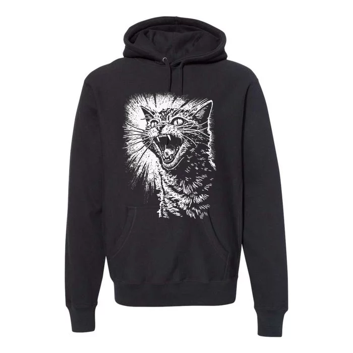 Angry Aggressive Hissing Cat Ready To Attack Premium Hoodie