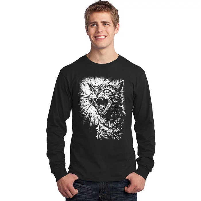 Angry Aggressive Hissing Cat Ready To Attack Tall Long Sleeve T-Shirt