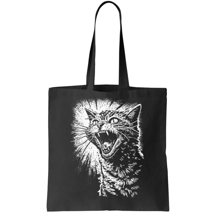 Angry Aggressive Hissing Cat Ready To Attack Tote Bag