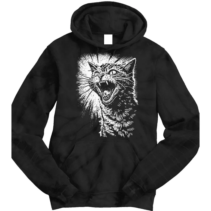 Angry Aggressive Hissing Cat Ready To Attack Tie Dye Hoodie