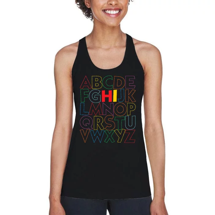 Alphabet Abcs Hi Kindergarten Funny Back To School Teachers Women's Racerback Tank