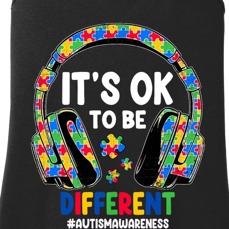 Autism Awareness Headphones ItS Ok To Be Different Ladies Essential Tank