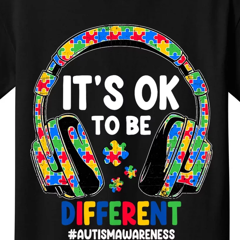 Autism Awareness Headphones ItS Ok To Be Different Kids T-Shirt