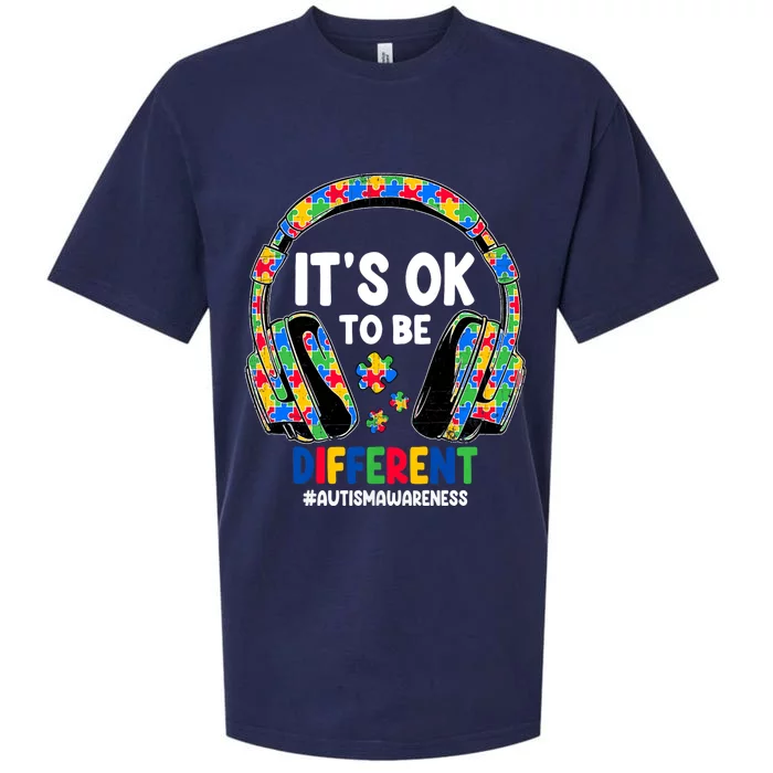 Autism Awareness Headphones ItS Ok To Be Different Sueded Cloud Jersey T-Shirt